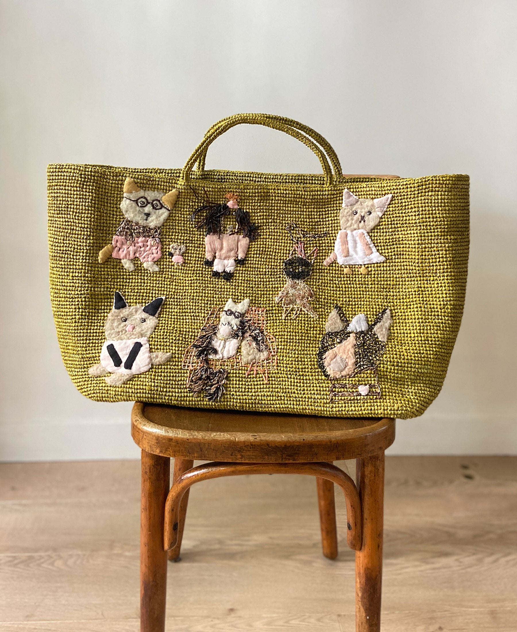 フランスブランド　Sophie Digard 編み物メッシュデザインかごバッグ ソフィーディガールのラフィア かごバッグ ｜送料無料|BROWN