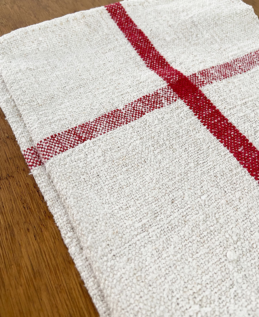 linen cloth リネンクロス（homespun / red 1 lined）