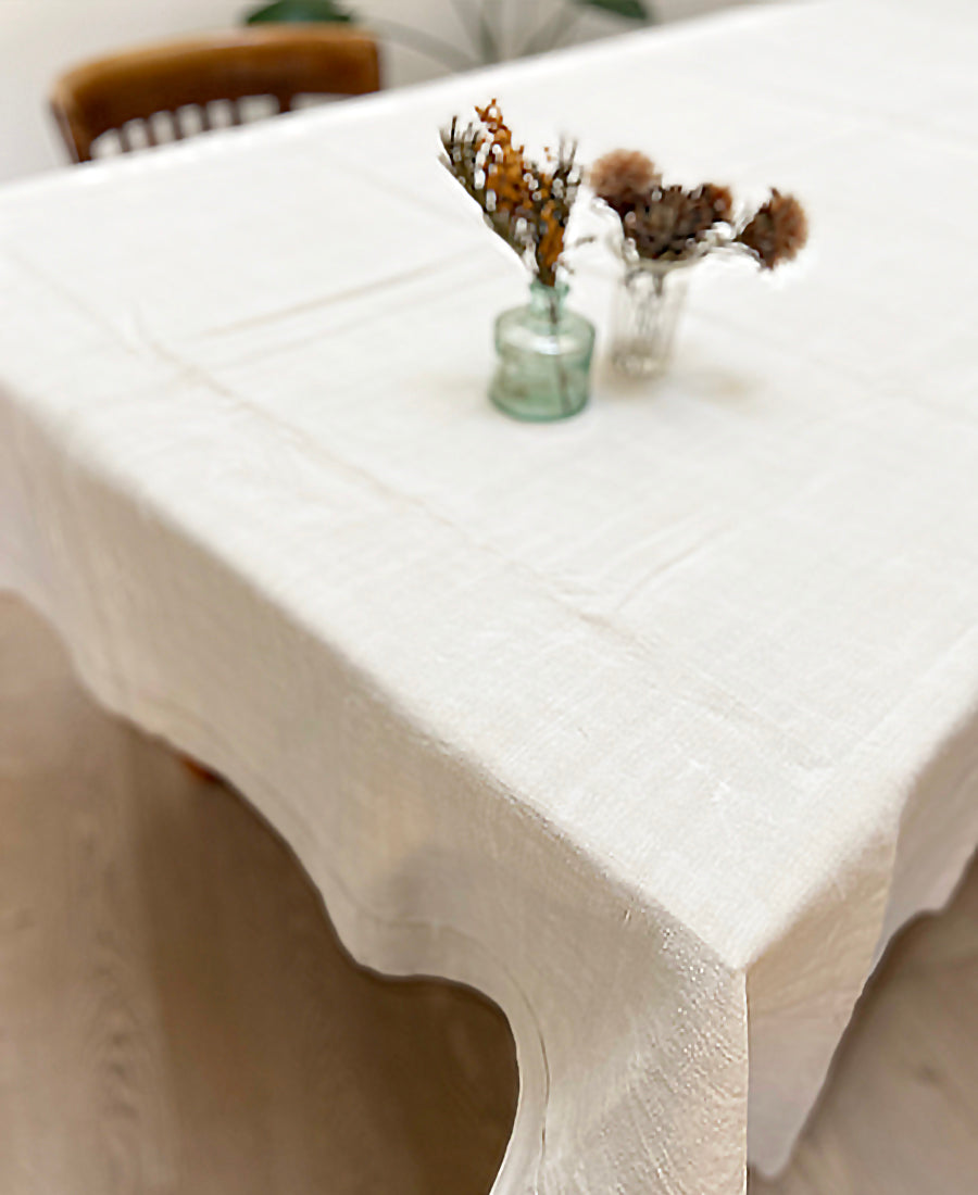 linen table cloth ❀ テーブルクロス ホワイト刺しゅう - 通販
