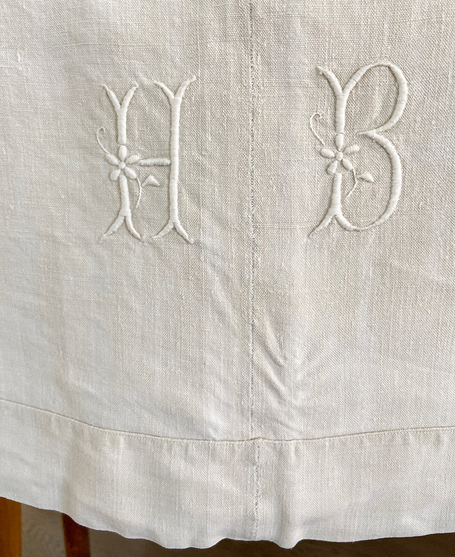 Antique French linen table cloth (HB)