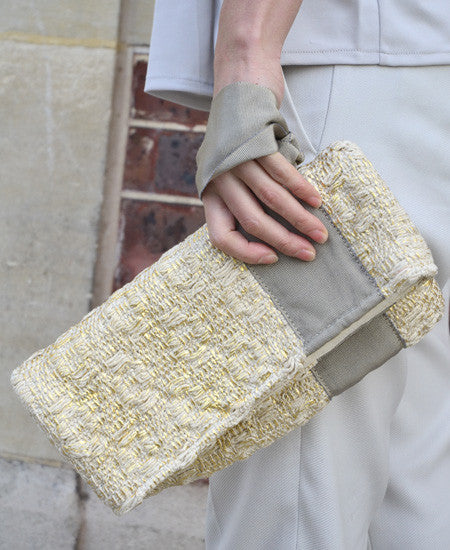 【60%off】Maria La Rosa / bag tour in handwoven fabric (pois laminated gold)