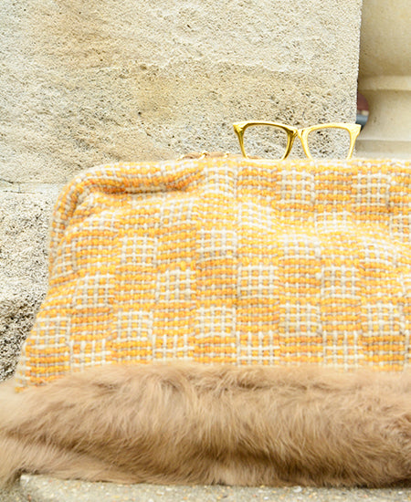 【50%off】Maria La Rosa / bag glasses lapin in handwoven fabric (orange yellow)