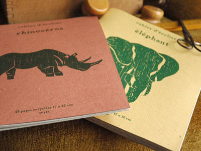 L'Arbre Aux Papiers / Cahier d'ecolier (Elephant, Rhinoceros) 2sets