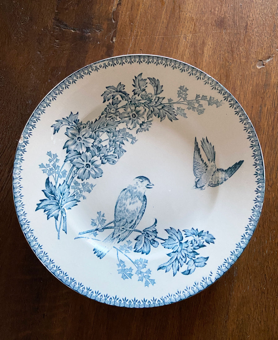 Antique/Vintage / Assiettes creuses (oiseau bleu-B)