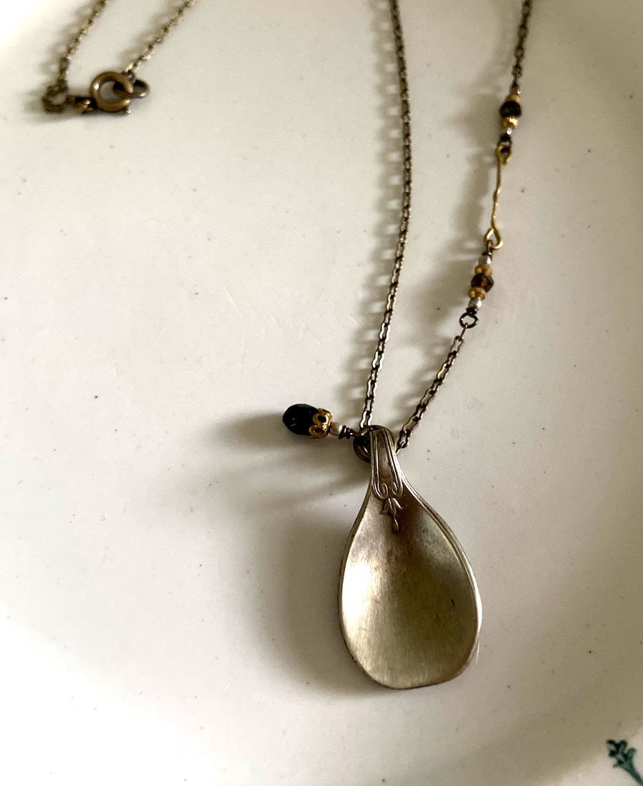 TABITO Jewelry / Vintage spoon necklace, Tourmaline (sp04.22aw)