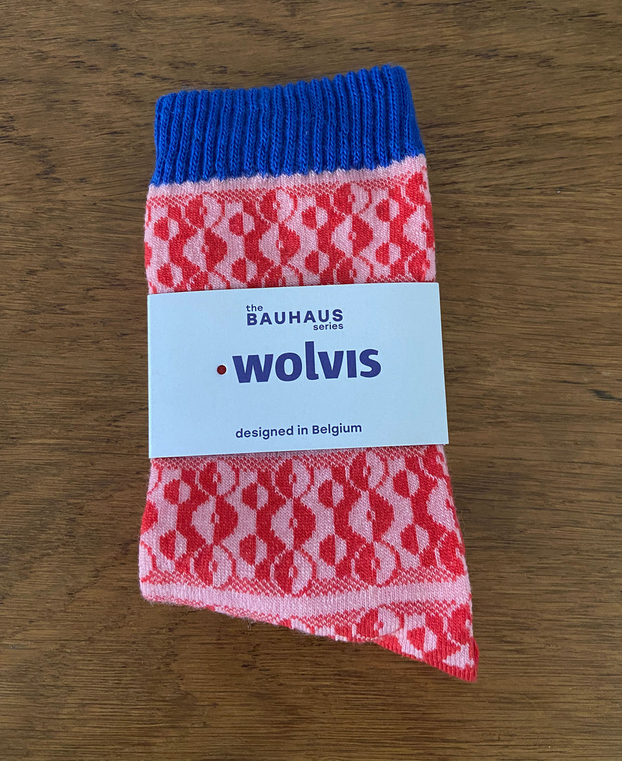 wolvis / socks Bauhaus coral (red)