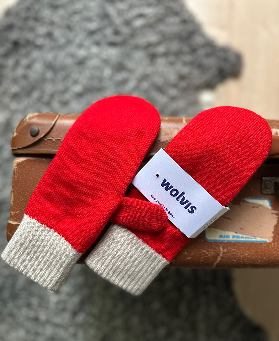 wolvis / mittens poppy (red & ecru)