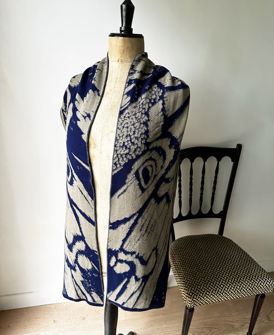 wolvis / scarf AURATA indigo (blue / midi)