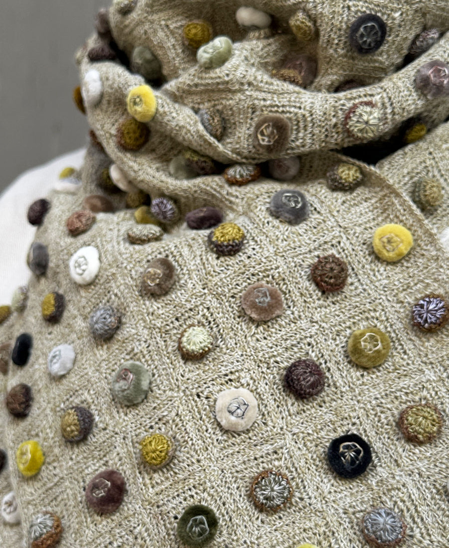 Sophie Digard / linen & velor scarf biscuits pop (E3502/L/LIN)