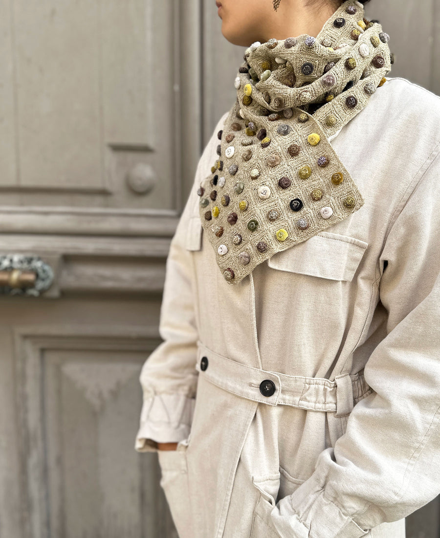 Sophie Digard / linen & velor scarf biscuits pop (E3502/L/LIN)