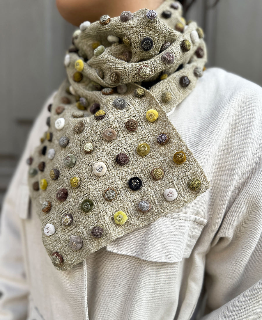 Sophie Digard / linen & velor scarf biscuits pop (E3502/L/LIN)