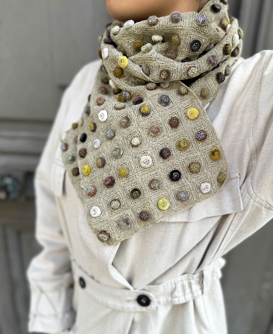 Sophie Digard / linen & velor scarf biscuits pop (E3502/L/LIN)
