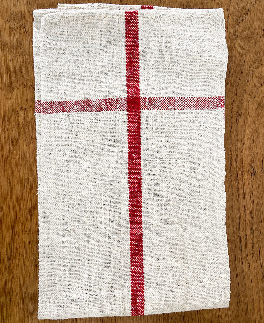 linen cloth リネンクロス（homespun / red 1 lined）