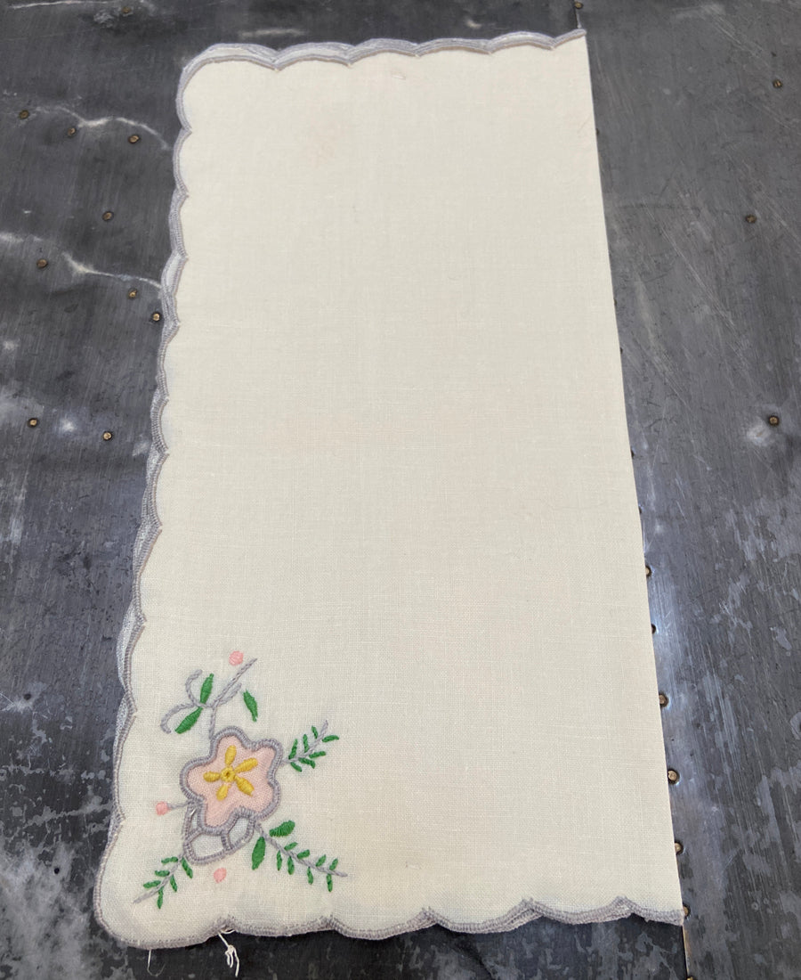 【30%off】Antique French linen table napkins set of 6 (flowers)