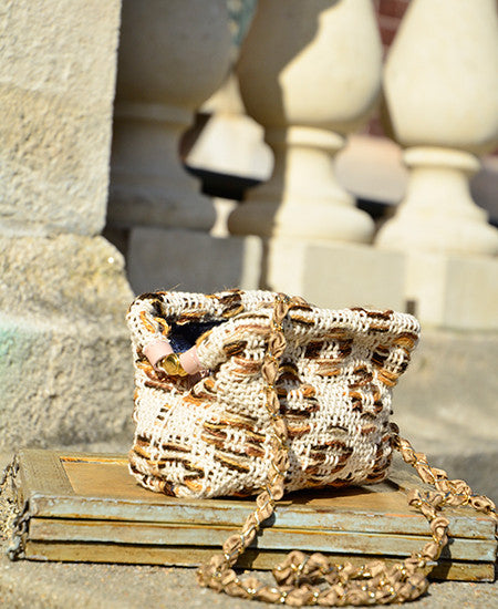 【50%off】Maria La Rosa / bag rella in handwoven fabric (pois natural)