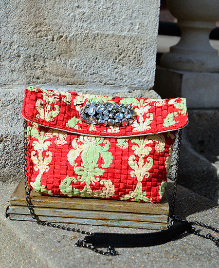 【50%off】Maria La Rosa / bag imperatore arabesque in handwoven fabric (red)