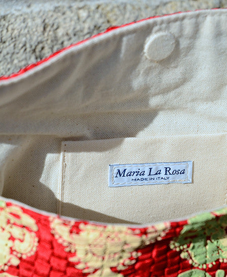 【50%off】Maria La Rosa / bag imperatore arabesque in handwoven fabric (red)