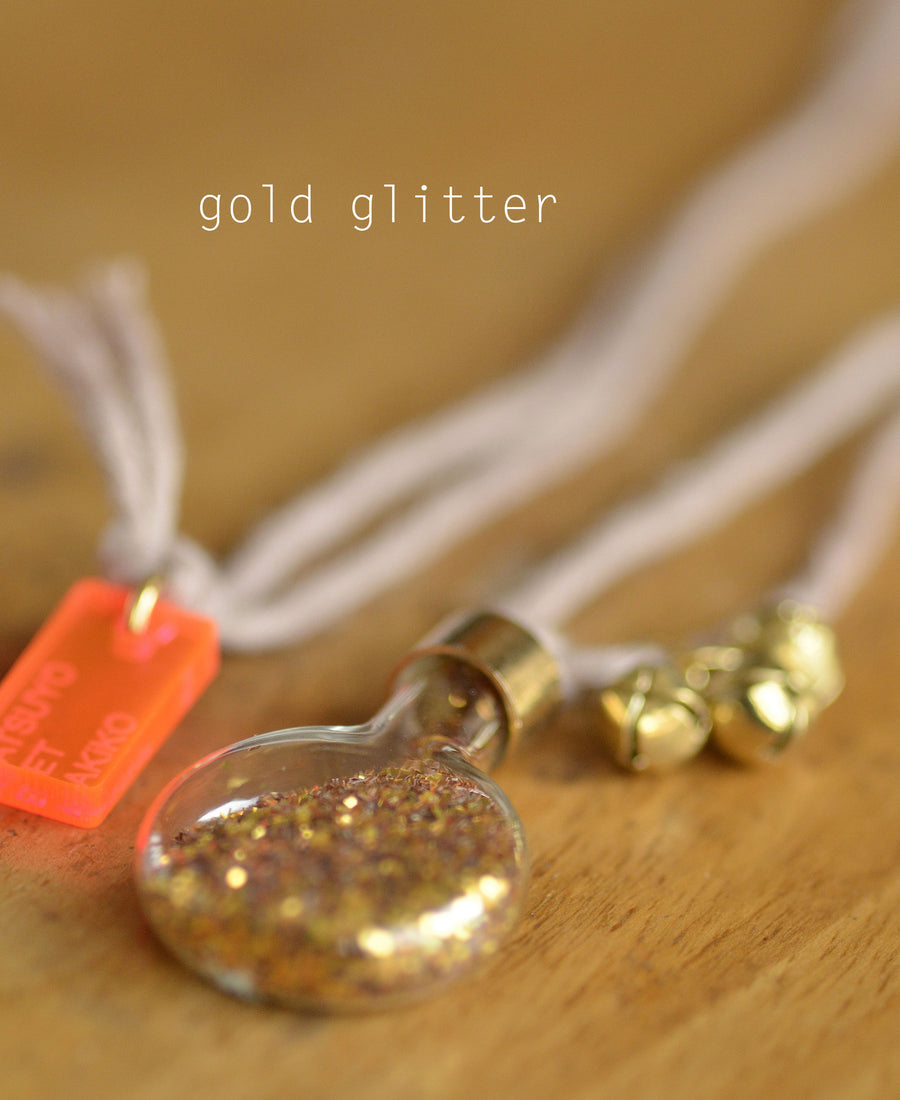 ATSUYO ET AKiKO / Ribbon Necklace (turquoise / gold glitter )