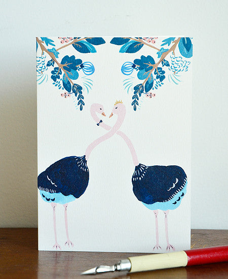 season paper / carte (ostriches in love)