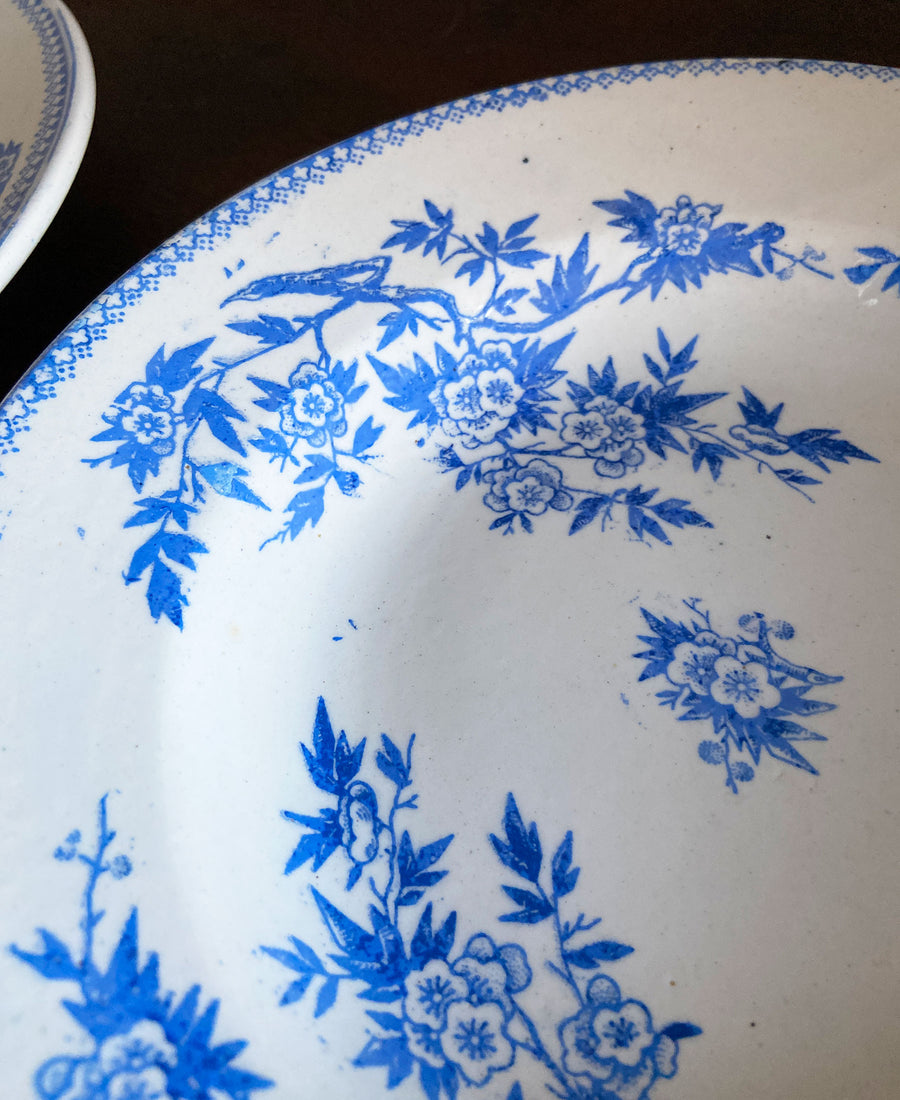 Antique/Vintage / Assiettes creuses (blue fleurs-A)
