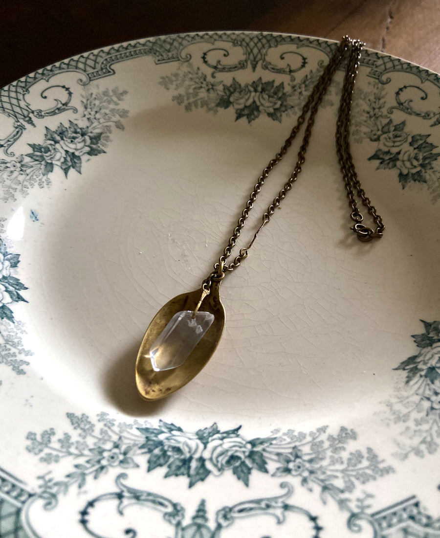 TABITO Jewelry / Vintage spoon necklac, crystal (sp04AW20)