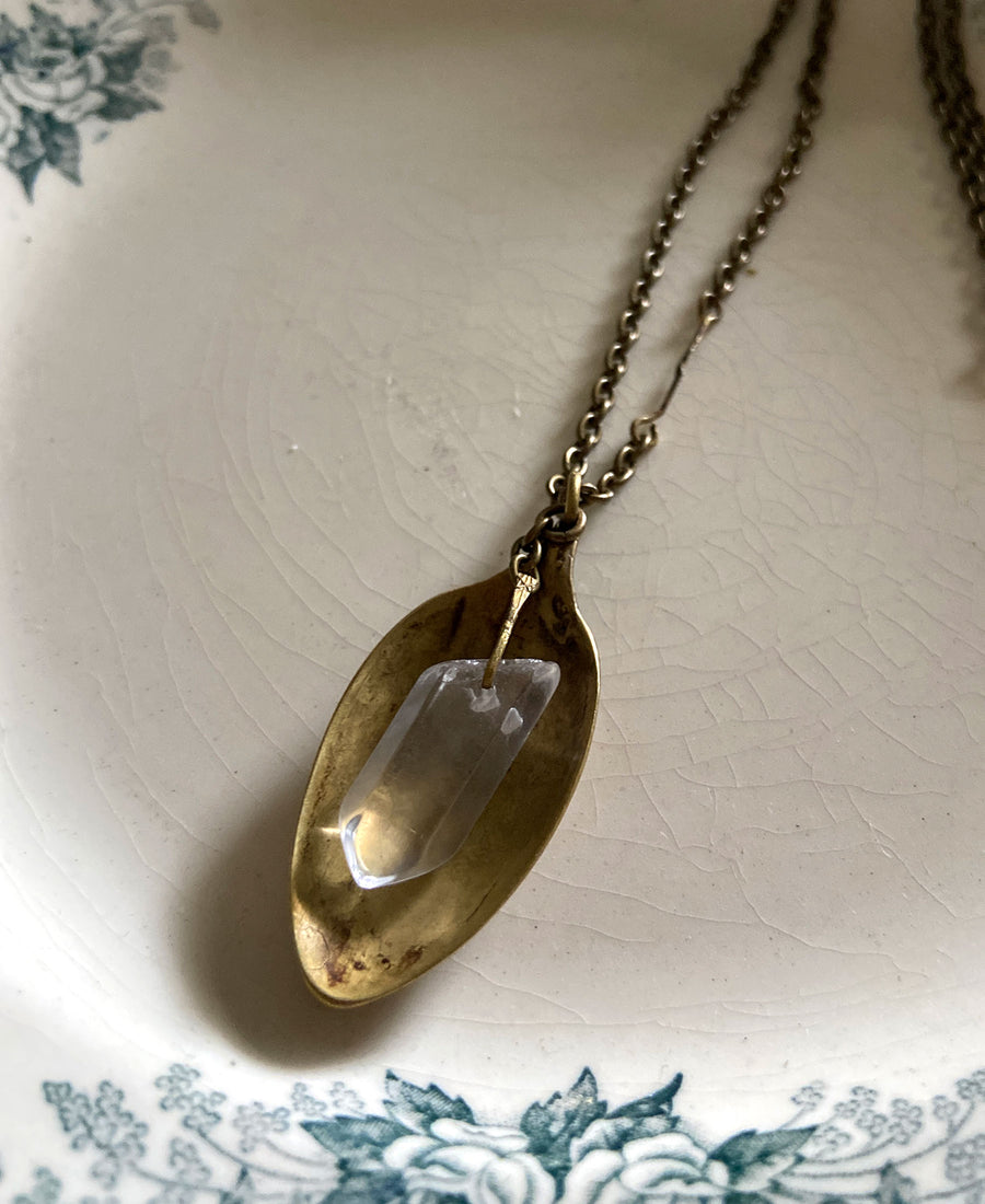 TABITO Jewelry / Vintage spoon necklac, crystal (sp04AW20)