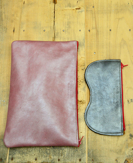 Bandit Manchot / leather XXL zipped purse (shiny smorky rose)